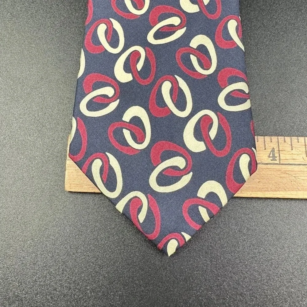 Vintage Polo Ralph Lauren Silk Tie Mens Navy Geometric Handmade in USA Necktie*